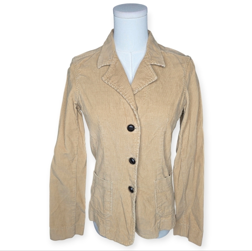 Steve & Barry’s Camel Tan Corduroy Blazer Jacket Floral Lined Women’s M